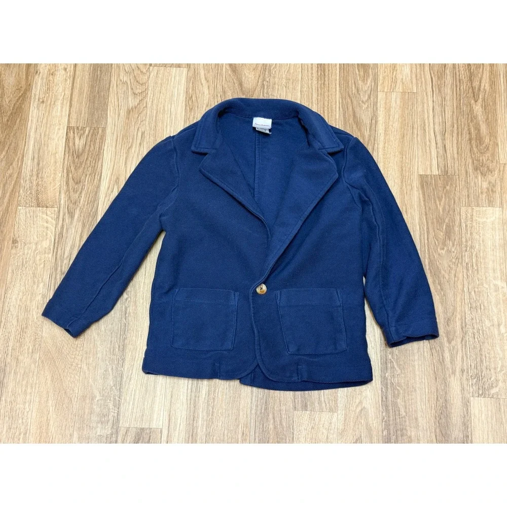 Hanna Andersson Kids Navy Blue Cotton Knit Blazer Jacket Size 110 US 5